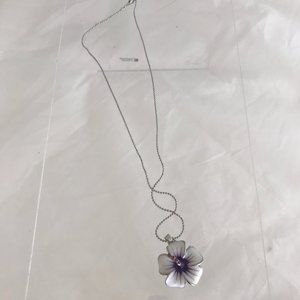 Silver chain with enamel flower Necklace